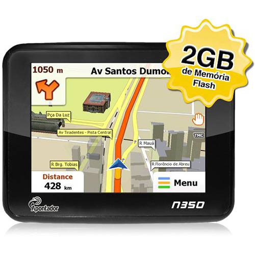 GPS Automotivo N350 - Tela Touch Screeen 3,5" 320x240 Pixels, 1945 Cidades Mapeadas, 1316 Cidades Navegáveis, Micro SD de Até 8gb, Memória Interna de 2GB - Apontador
