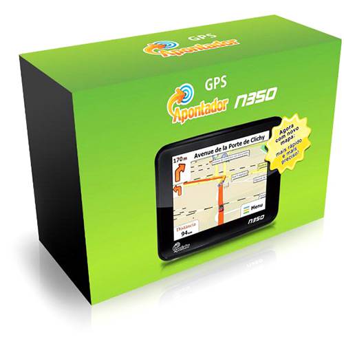 GPS Automotivo N350 - Tela Touch Screeen 3,5" 320x240 Pixels, 1945 Cidades Mapeadas, 1316 Cidades Navegáveis, Micro SD de Até 8gb, Memória Interna de 2GB- Apontador