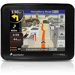 GPS Automotivo Slimway 2.0 C/ Tela 3,5", 1294 Cidades Mapeadas Sendo 350 Auditadas e 2.500.000 Pontos de Interesse - Apontador