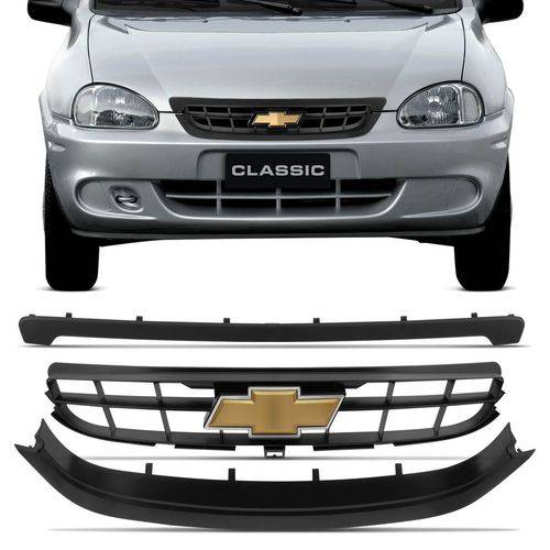 Tudo sobre 'Grade Dianteira Chevrolet Corsa Classic 2009 a 2010 Preta com Emblema 3 Peças'