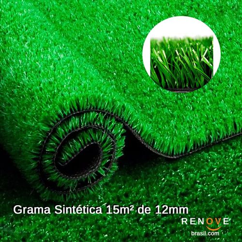 Grama Sintética Decorativa Repgrass Artificial 2 X 7,5 M ( 15 M² ) 12 Mm Verde