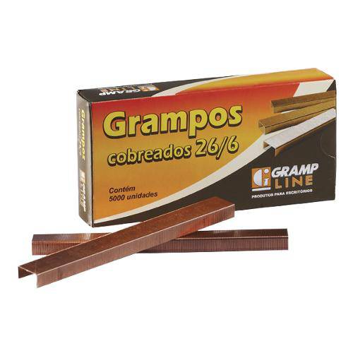 Grampo 26/6 Cobreado 5000 Grampos Grampline | 10 Caixas