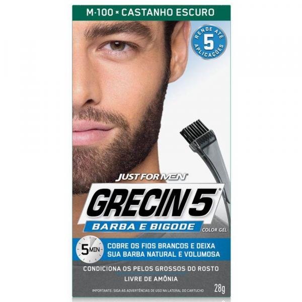 Grecin 5 Barba e Bigode Castanho Escuro 28g Kit C/3