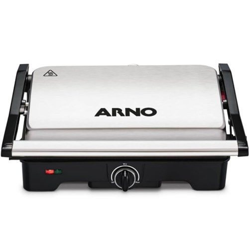 Grill Arno Dual Inox 220V Preto com Inox com Placas Antiaderentes