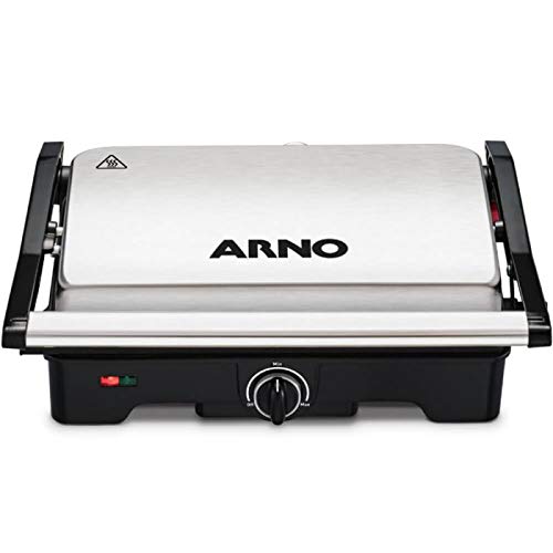 Grill Arno Dual Inox 220V Preto com Inox com Placas Antiaderentes
