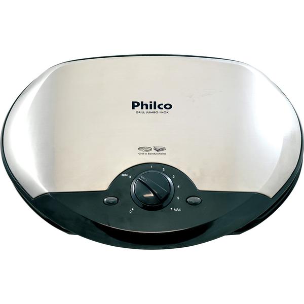 Grill Philco Jumbo Inox com Controle de Temperatura e Bandeja Coletora