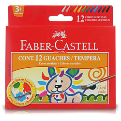Guache não Lavável 15ml com 12 Cores - Faber-Castell