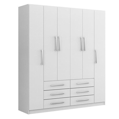 Guarda Roupa 6 Portas e 6 Gavetas Veneza 1D061 Rodial Branco