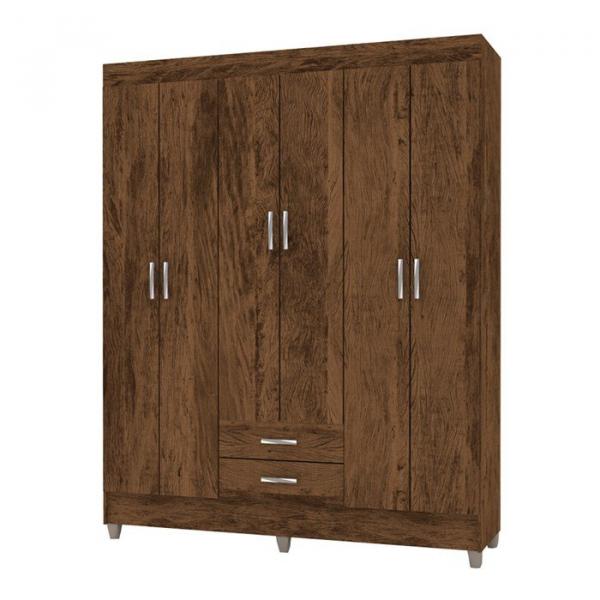 Guarda Roupa Casal 06 Portas Atlantic Imbuia Rustico VLR Moveis