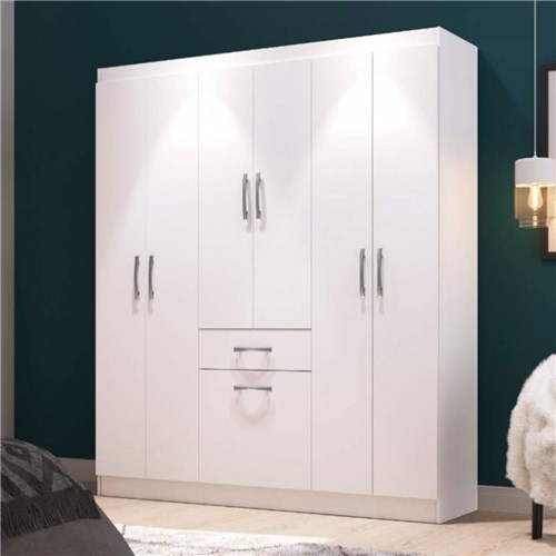 Guarda Roupa Casal 6 Portas 1 Porta Basculante 1 Gaveta Miami Siena Móveis Branco