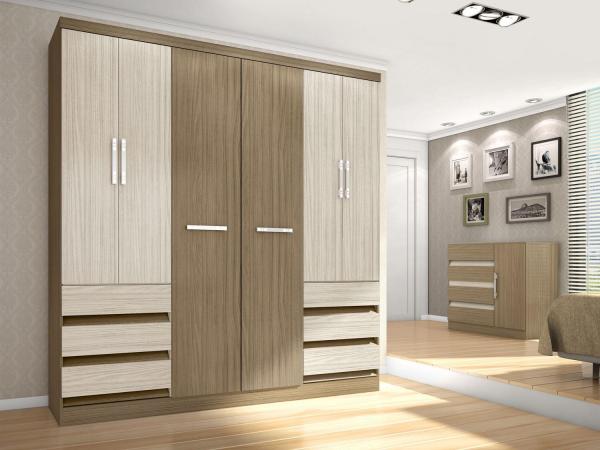 Guarda-roupa Casal 6 Portas 6 Gavetas - Araplac Atraente 2177-84