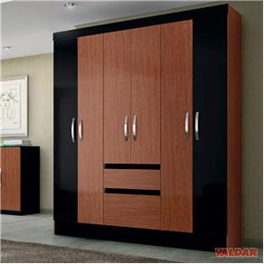 Guarda Roupa Casal 6 Portas Cuba - Moval - Imbuia com Preto - Marrom