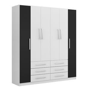 Guarda-Roupa Casal 6 Portas Veneza Branco/Preto