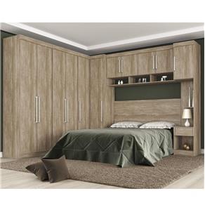 Guarda Roupa Casal com Cabeceira 8 Peças Modena X Demóbile Nogal