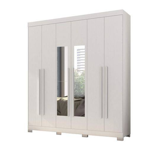 Tamanhos, Medidas e Dimensões do produto Guarda Roupa Casal com Espelho 6 Portas Polo Albatroz Móveis Branco Textura