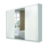 Guarda Roupa Casal com Espelho 3 Portas de Correr Smart Branco - Mezzanine Móveis