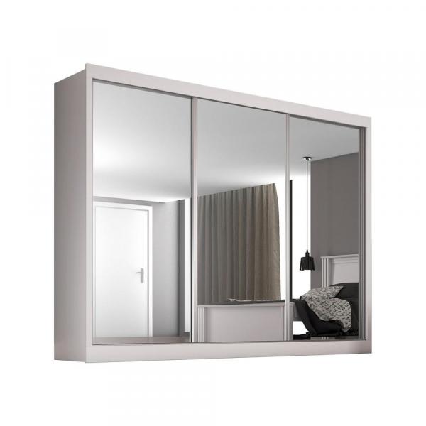 Guarda-roupa Casal Napoli com Espelho 3 Portas 3 Gavetas Branco - Móveis Europa