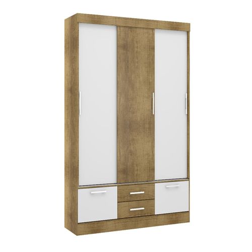 Guarda Roupa Casal 3 Portas 4 Gavetas Terracota Demolição/branco - 77 Móveis