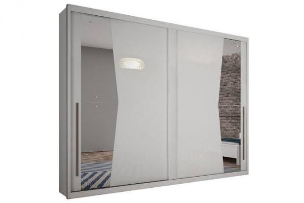 Guarda Roupa Casal 2 Portas com Espelho Geom Móveis Novo Horizonte Branco