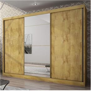 Guarda Roupa Casal 3 Portas com Espelho Natus Móveis Novo Horizonte - Marrom Chocolate