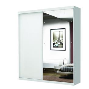 Guarda Roupa com Espelho Casal 2 Porta de Correr Pietra Brilho - Mezzanine Móveis - BRANCO