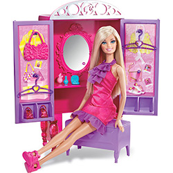 Guarda Roupa da Barbie Móvel Real com Boneca - Mattel