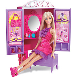 Guarda Roupa da Barbie Móvel Real com Boneca - Mattel