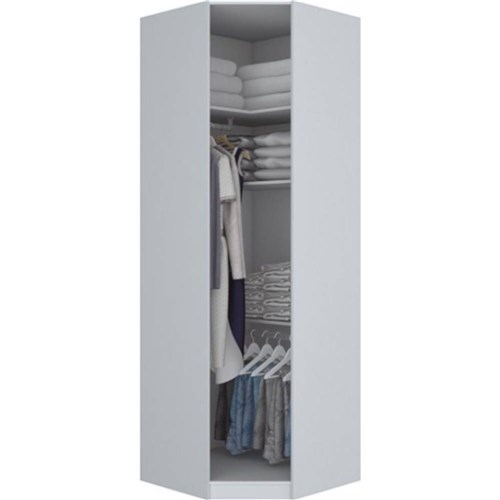 Guarda-roupa de Canto Oblíquo 1 Porta Espelho Henn Exclusive M229-05 Branco se