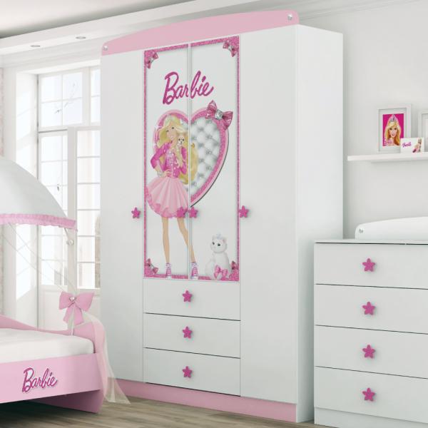 Guarda Roupa Infantil Barbie Star com 4 Portas 3 Gavetas - Pura Magia