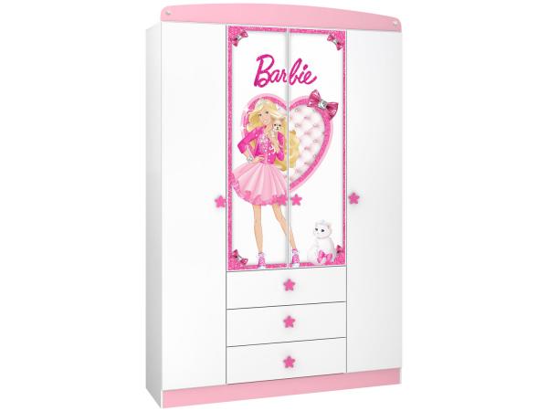 Guarda-roupa Infantil MDF 4 Portas 3 Gavetas - Pura Magia Star Barbie