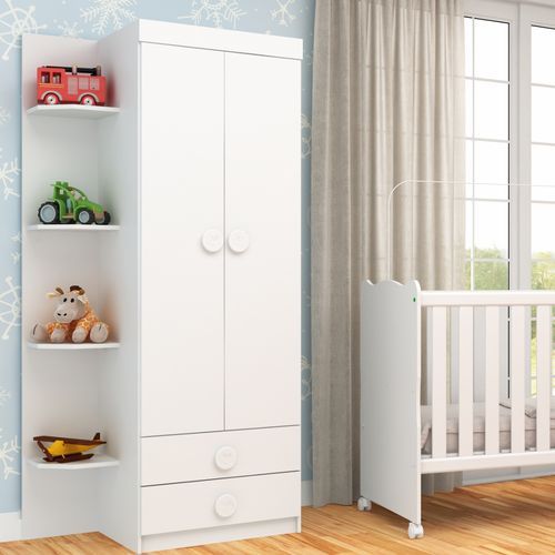 Guarda-Roupa Infantil Rodial Arco-Íris 2 Portas e 2 Gavetas - Branco