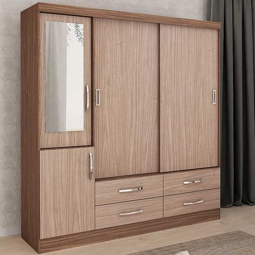 Guarda-roupa Lisboa 4 Portas e 2 Gavetas - Colibri Malbec/riviera