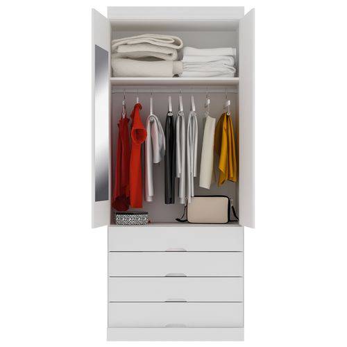 Guarda Roupa 2 Portas 4 Gavetas Italia Branco Acetinado Mademarcs