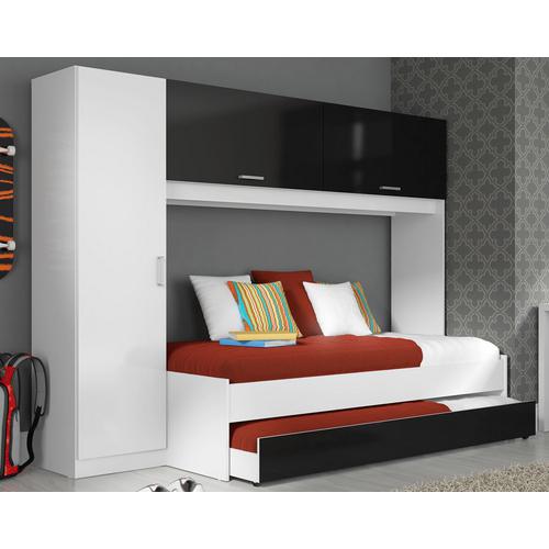 Guarda-Roupa 3 Portas Com Cama Embutida 1900 Branco Preto - Multimóveis