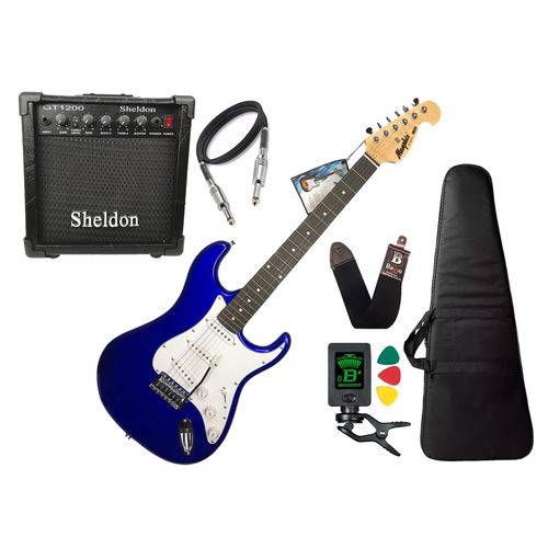 Tudo sobre 'Guitarra Tagima Memphis Mg32 Azul Caixa Amplificador Sheldon'