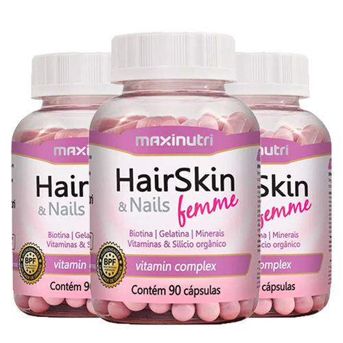 Tudo sobre 'Hair Skin Femme - 3x 90 Cápsulas - Maxinutri'