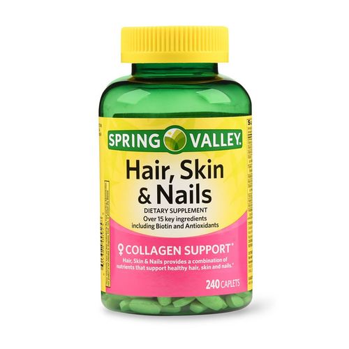 Tudo sobre 'Hair, Skin & Nails Cabelo Pele & Unha com Biotina e Antioxidantes 3000 Mcg Spring Valley - 240 Cápsulas'