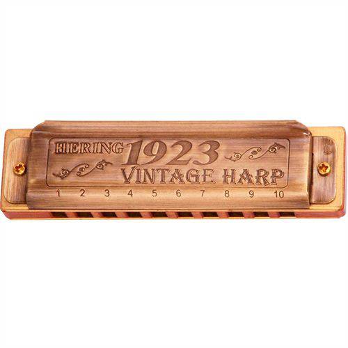 Harmonica Gaita Vintage Harp HB 1923 Corpo de Madeira 1020G em G (Sol) - Hering