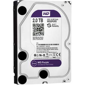 HD - 2.000GB (2TB) / 5.400RPM / SATA3 / 3,5pol - Western Digital Purple - WD20PURX / WD20PURZ