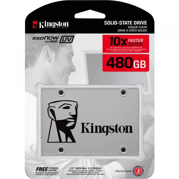HD 480 GB SSD SATA 3 (6Gb/s) Kingston SUV400S37/480G SSDNow UV400, 2.5", 7 Mm