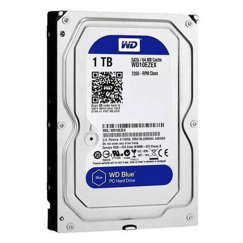 HD Interno Wd Blue Wd10ezex 3.5" de 1tb P/ Desktop com Sata 6.0gb/s + Cache de 64mb