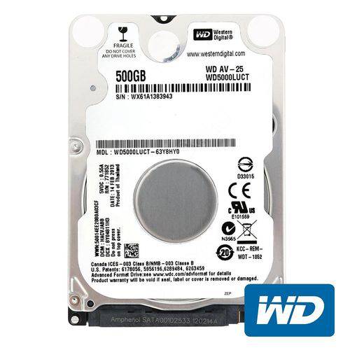 Tamanhos, Medidas e Dimensões do produto HD Notebook 500gb Sata Wester Digital WD5000LUCT