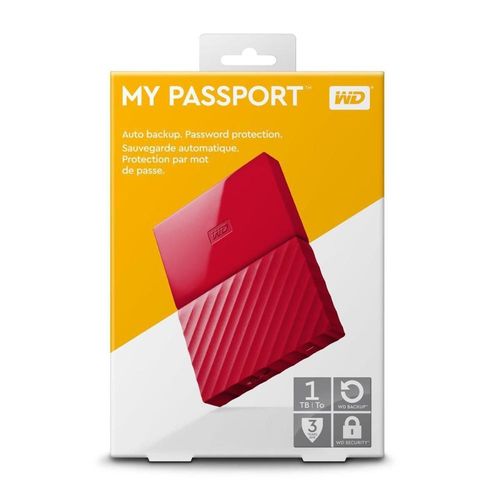 HDD Externo Portatil WD MY Passport Vermelho 1 TB - WDBYNN0010BRD-WESN