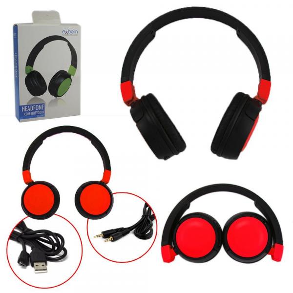 Headphone com Bluetooth Vermelho HF-270BT EXBOM