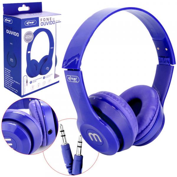 Headphone Fone de Ouvido P2 Kp-429 Azul - Knup
