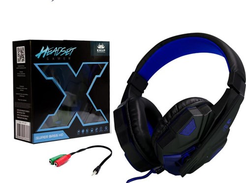 Headphone Gamer Fone com Microfone Azul Kp-397 Kp-397 Knup