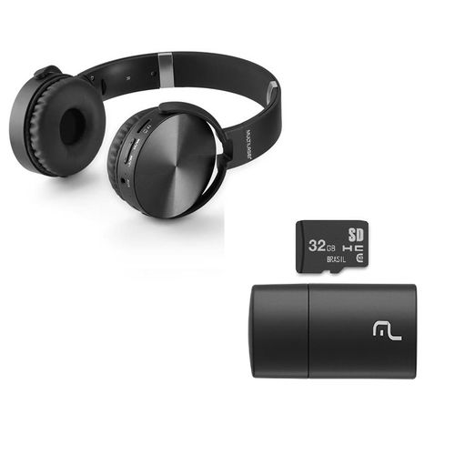 Headphone Premium com Cartão de Memoria 32GB Bluetooth Sd/Aux/Fm Multilaser - PH264