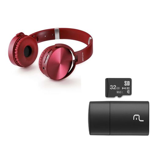 Headphone Premium com Cartão de Memoria 32 GB Bluetooth Sd/Aux/Fm Multilaser - PH266