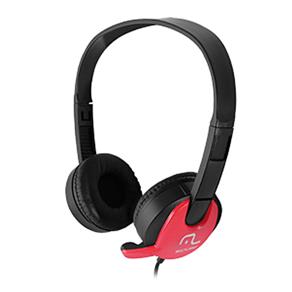 Headset com Microfone-Multilaser Vermelho Preto