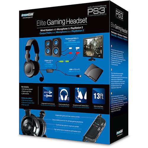 Headset Elite Gaming com Microfone P/ PS3 - Dreamgear